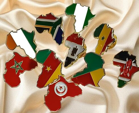 2 Pack African Shape Country Lapel Pin Badge + Flag brooch | African Emblem | Button Souvenir Cultural Pride in Saudi Arabia