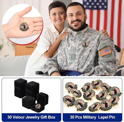 yaomiao 60 PCS دبابيس صاخبة من طية صجر المخضرمة مع صندوق المجوهرات المخملية ، هدية يوم مخضرم هدية وطني أمريكي من الولايات المتحدة الأمريكية دبابيس بروش العسكرية لليوم التذكاري شارة هدية التذكارية in Saudi Arabia