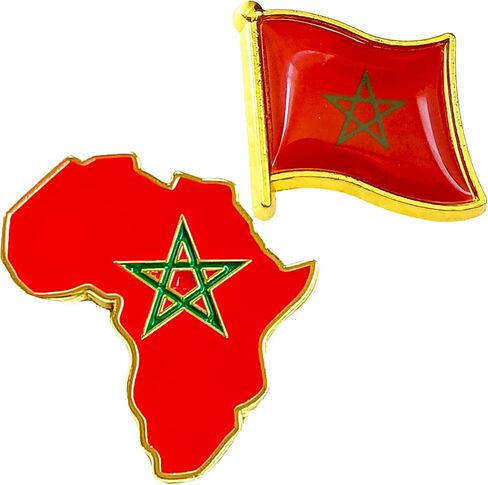 2 Pack African Shape Country Lapel Pin Badge + Flag brooch | African Emblem | Button Souvenir Cultural Pride in Saudi Arabia