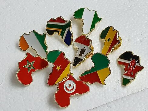 2 Pack African Shape Country Lapel Pin Badge + Flag brooch | African Emblem | Button Souvenir Cultural Pride in Saudi Arabia