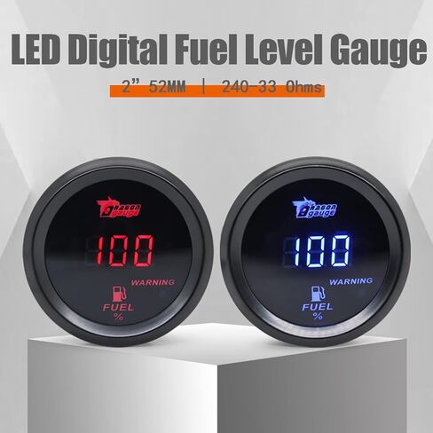 أداة السيارة ، Universal 2inch 52mm 52mm 52mm Digital Display Level Car Gauge 240-33 Ohms LED/Red LED 12V in Kuwait
