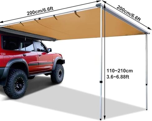 Car Awnings for Camping, Roof Rack Pull-Out Car Side Awning, 420D Oxford Cloth Tent with Storage Bag, for Truck, SUV, Van (200x200cm/6.6x6.6ft) in Saudi Arabia