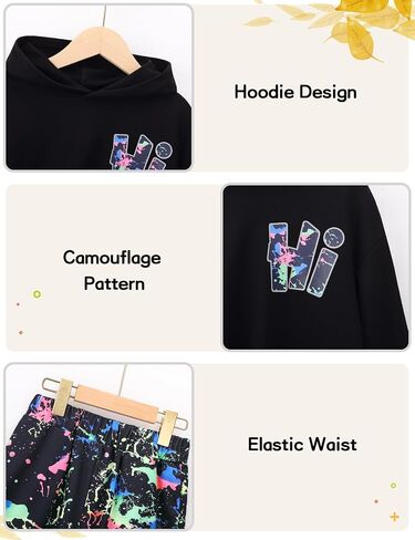 Boys Clothes Long Sleeve Hooded Sweatshirt Top Camouflage Sweatpants Fall Winter Kid Outfits Set 6-14T in Saudi Arabia