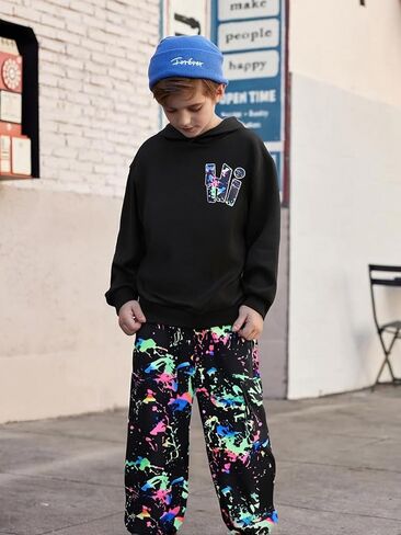 Boys Clothes Long Sleeve Hooded Sweatshirt Top Camouflage Sweatpants Fall Winter Kid Outfits Set 6-14T in Saudi Arabia