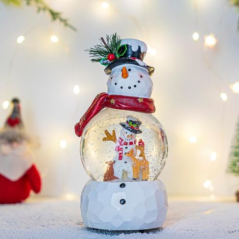 Snow Globe Christmas Water Globe Christmas Decoration Music Crystal Ball 100mm Snow Globes Santa Claus with Snowflakes in Kuwait