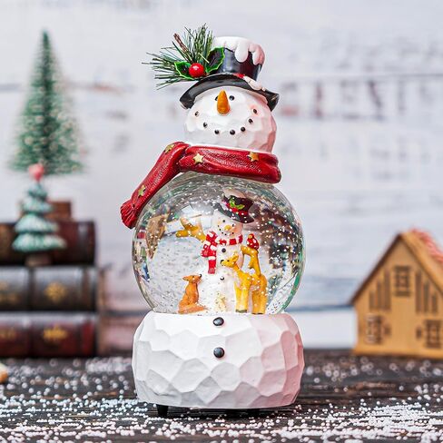 Snow Globe Christmas Water Globe Christmas Decoration Music Crystal Ball 100mm Snow Globes Santa Claus with Snowflakes in Kuwait