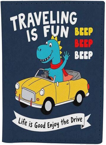 Driver Dinosaur Passport Holder for Travel Travel is Fun PU Leather Passport Cover Wallet Cute Passport Card Holder for Women and Men in Saudi Arabia