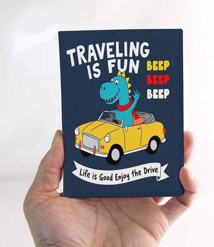 Driver Dinosaur Passport Holder for Travel Travel is Fun PU Leather Passport Cover Wallet Cute Passport Card Holder for Women and Men in Saudi Arabia