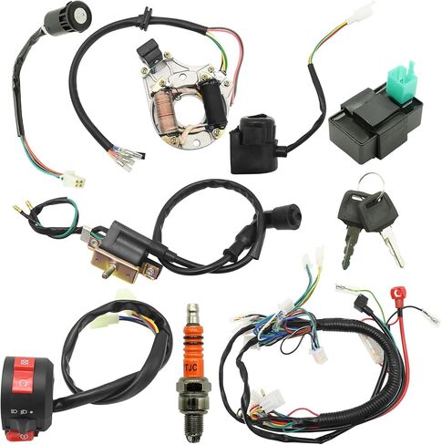 Electrics Wiring Harness with Relay Stator Coil Solenoid Repair Kit, Replacement for 4 Stroke 50cc 70cc 110cc 125cc Pit Quad Dirt Bike Go Kart Scooter in Saudi Arabia