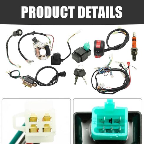 Electrics Wiring Harness with Relay Stator Coil Solenoid Repair Kit, Replacement for 4 Stroke 50cc 70cc 110cc 125cc Pit Quad Dirt Bike Go Kart Scooter in Saudi Arabia