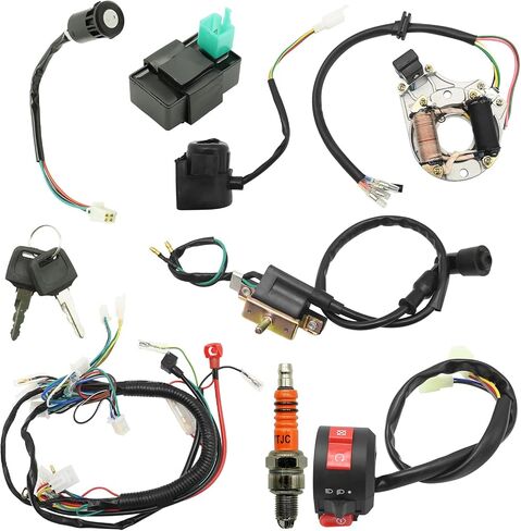 Electrics Wiring Harness with Relay Stator Coil Solenoid Repair Kit, Replacement for 4 Stroke 50cc 70cc 110cc 125cc Pit Quad Dirt Bike Go Kart Scooter in Saudi Arabia