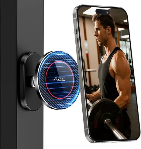 A2C Gym Magnetic Phone Holder for MagSafe [17 Strongest Magnets] All Metal Dual Magnetic Phone Holder for Gym Fitness Training Record, Compatible with iPhone 16 15 14 13 12 Series, Gray in Kuwait