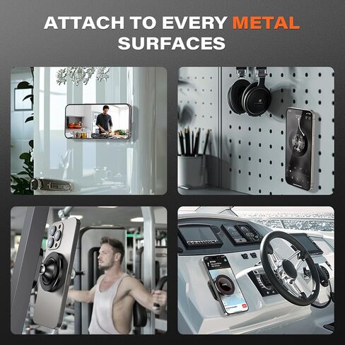A2C Gym Magnetic Phone Holder for MagSafe [17 Strongest Magnets] All Metal Dual Magnetic Phone Holder for Gym Fitness Training Record, Compatible with iPhone 16 15 14 13 12 Series, Gray in Kuwait