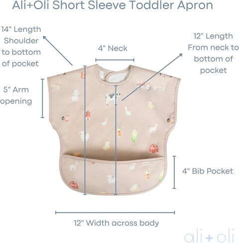 Ali+Oli Smock Bibs for Babies, BPA-Free Oeko-Tex Certified, Waterproof Baby Smock, Machine Washable, Toddlers Ages 6m+ in Saudi Arabia