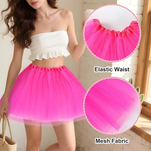 6Pcs Adult Tulle Tutu Skirts with Heart Sunglasses, Elastic Ballet Women Tutus Colored Tulle for Women Girls, Perfect for Dance, Halloween, and Parties in Saudi Arabia