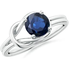 Angara Natural Blue Sapphire Solitaire Engagement Ring for Women | Round Blue Sapphire in 14K Solid Gold/Sterling Silver/Platinum | September Birthday Jewellery Gift in Saudi Arabia