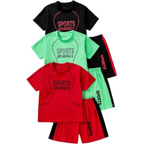 Boys' 6PC Active Shorts Set T-Shirt Tee and Quick Drying Shorts Summer Athletic Sets 4-12Y in Saudi Arabia
