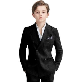 Boys Linen Suits 5 Pieces Summer Wedding Ring Bearer Light Weight Double Breasted 2 Button Formal Suit Kids Tuxedo in Kuwait