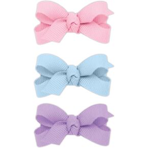 Wee Ones Girls' Three Pack of Grosgrain Bows with Knot Wrap on a WeeStay Hair Clip, Baby, Wht, Lpk, Hpk in Kuwait