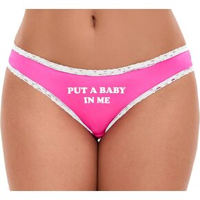 Knaughty Knickers Put A Baby In Me Breed Me Creampie Breedable Suggestive Pink and White Bikini Panties Adult Flirty Fun in Saudi Arabia