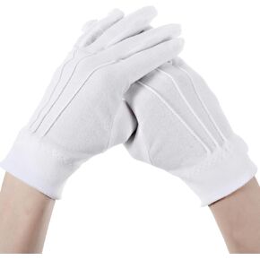 White Cotton Gloves Women, 9.45 Inch White Gloves Costume for Men, Breathable Thin Cotton, Comfortable for Spa, Lotion, Sleeping, Formal, Cosplay, Jewelry Inspection (L) in Kuwait