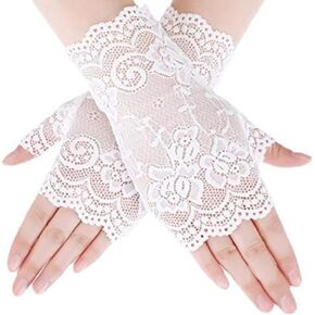 قفازات دانتيل أصابع الدانتيل أبيض سوار مرن دانتي in Kuwait