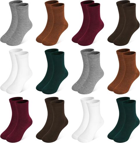 Kids Socks 12 Pairs Crew Socks for Toddler Boys Girls 1-14 Years Athletic School Mid Cut Socks Multipack in Kuwait