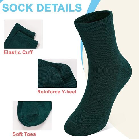 Kids Socks 12 Pairs Crew Socks for Toddler Boys Girls 1-14 Years Athletic School Mid Cut Socks Multipack in Kuwait