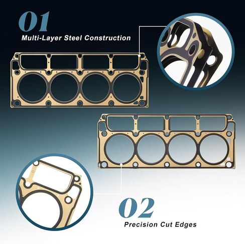 MLS Head Gasket Kit متوافقة مع 2002-2011 Chevy Silverado Tahoe Avalanche Express Suburban ، GMC Sierra Savana Yukon Envoy ، Buick Cadillac Isuzu 4.8L 5.3L V8. استبدال CS9284 HS26191PT in Kuwait