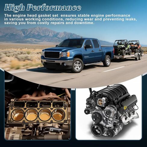 MLS Head Gasket Kit متوافقة مع 2002-2011 Chevy Silverado Tahoe Avalanche Express Suburban ، GMC Sierra Savana Yukon Envoy ، Buick Cadillac Isuzu 4.8L 5.3L V8. استبدال CS9284 HS26191PT in Kuwait