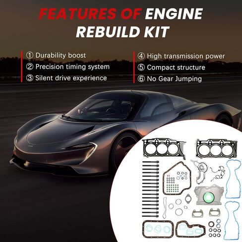 MLS Head Gasket مجموعة كاملة مع مسامير رأس الأسطوانة الختم الرئيسي 3.6L لائق ل Grand Cherokee Durango 2011-2015 لـ Wrangler-Auto 12-16 ، لـ Town Country Charger Charger 2011-2016 in Kuwait