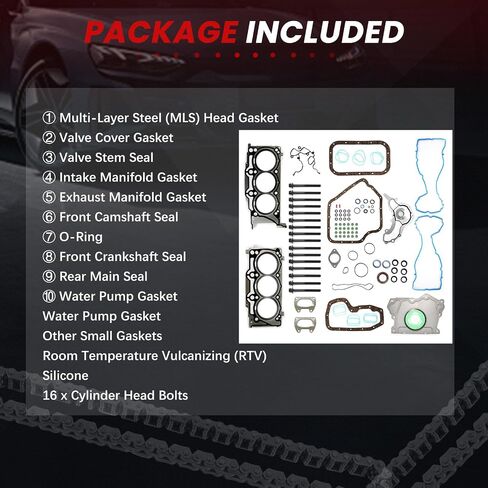 MLS Head Gasket مجموعة كاملة مع مسامير رأس الأسطوانة الختم الرئيسي 3.6L لائق ل Grand Cherokee Durango 2011-2015 لـ Wrangler-Auto 12-16 ، لـ Town Country Charger Charger 2011-2016 in Kuwait