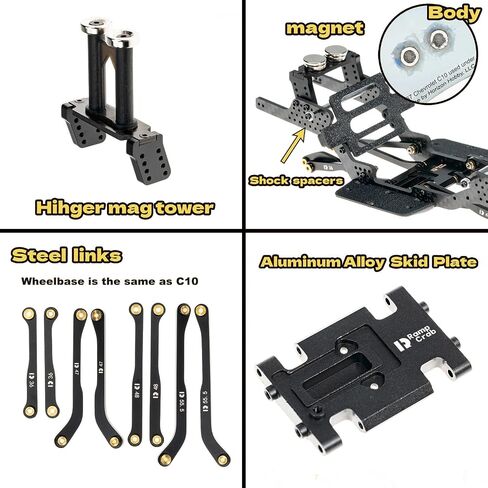 RampCrab Carbon Fiber Chassis Kit for SCX24, 7° Angled Skid, LCG Chassis Kit for Axial SCX24 SCX24 Gladiator & Dodge Power Wagon in Kuwait