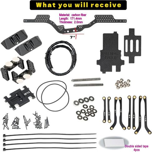 RampCrab Carbon Fiber Chassis Kit for SCX24, 7° Angled Skid, LCG Chassis Kit for Axial SCX24 SCX24 Gladiator & Dodge Power Wagon in Kuwait