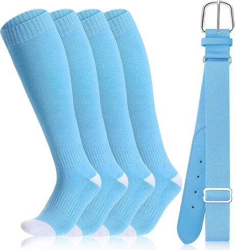 Haysandy Baseball or Softball Sock and Belt Combo Set 2 Cotton Athletic Socks with Belt for Boys Kids Youth in Saudi Arabia