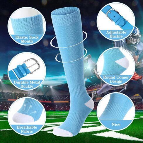 Haysandy Baseball or Softball Sock and Belt Combo Set 2 Cotton Athletic Socks with Belt for Boys Kids Youth in Saudi Arabia