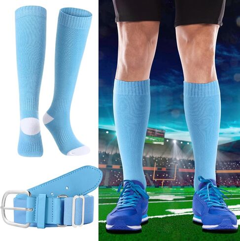Haysandy Baseball or Softball Sock and Belt Combo Set 2 Cotton Athletic Socks with Belt for Boys Kids Youth in Saudi Arabia