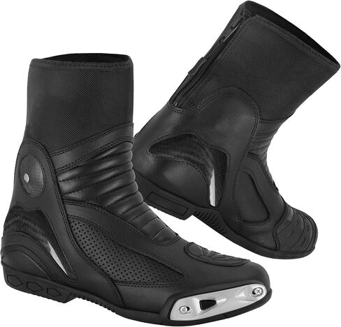 Leather Motorcycle Shoes with Rubber Sole Men's Protective Leather Rider Motorcycle Boots Men Motocross Boots CE Approved in Kuwait