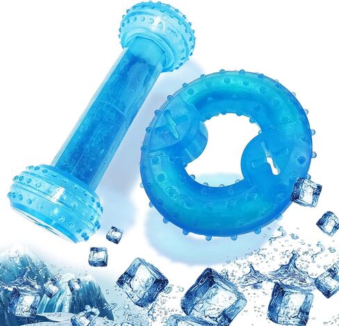 ألعاب مضغ للجراء في مرحلة التسنين، ألعاب تبريد للكلاب، مطاط التسنين الطبيعي، عبوتان من ألعاب التسنين القابلة للتجميد، تنظيف الأسنان وحماية صحة الفم مناسبة للكلاب الصغيرة والمتوسطة in Kuwait