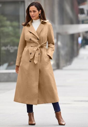 Jessica London Women's Plus Size Double Breasted Long Trench Raincoat in Saudi Arabia