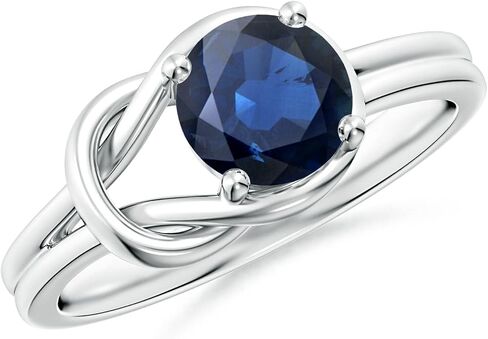 Angara Natural Blue Sapphire Solitaire خاتم الخطوبة للنساء | مستدير الياقوت الأزرق في الذهب الصلب 14K/الفضة الاسترليني/البلاتين | هدية مجوهرات عيد ميلاد سبتمبر in Saudi Arabia