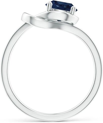 Angara Natural Blue Sapphire Solitaire خاتم الخطوبة للنساء | مستدير الياقوت الأزرق في الذهب الصلب 14K/الفضة الاسترليني/البلاتين | هدية مجوهرات عيد ميلاد سبتمبر in Saudi Arabia
