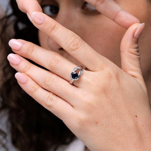 Angara Natural Blue Sapphire Solitaire خاتم الخطوبة للنساء | مستدير الياقوت الأزرق في الذهب الصلب 14K/الفضة الاسترليني/البلاتين | هدية مجوهرات عيد ميلاد سبتمبر in Saudi Arabia