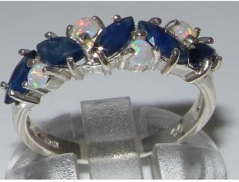 925 sterling Silver حقيقية الياقوت الأصلي و Opal Womens Beatherity Ring in Kuwait