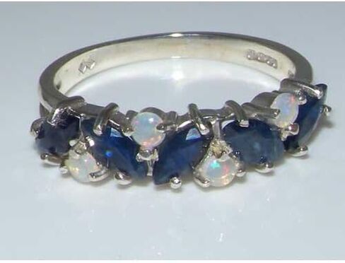 925 sterling Silver حقيقية الياقوت الأصلي و Opal Womens Beatherity Ring in Kuwait