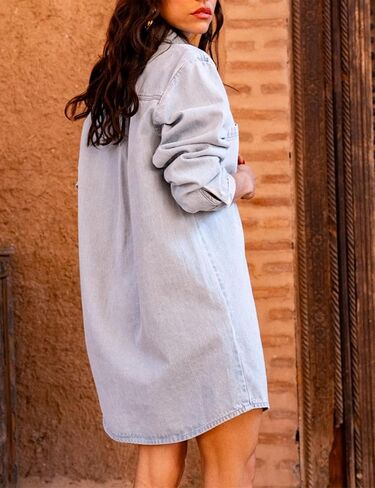 Fiona Jolin Womens Denim Jackets 2025 Classic Casual Long Sleeve Button Down Loose Jean Jackets with Pockets Vacation in Saudi Arabia