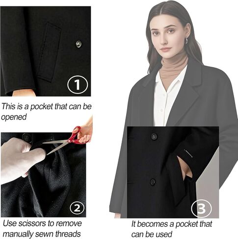 Women's Pea Coat Double Sided Wool Blended Notch Lapel Double Breasted Overcoat Long Trench Jacket for fall Autumn/Winter in Saudi Arabia