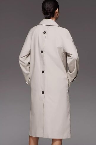 Womens Long Trench Coat Single Breasted Lapel Plaid Lined Oversized Windproof Fashion Autumn Winter Outerwear in Kuwait
