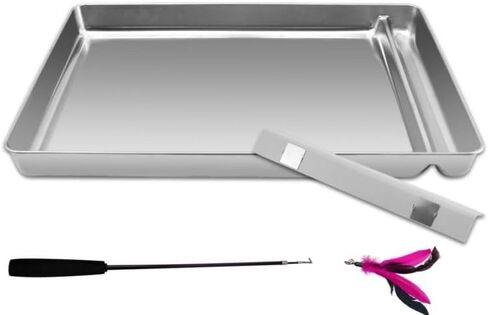 Stainless Steel Replacement Tray Compatible with petsafe Tray for ScoopFree Self-Cleaning Litter Box Systems - with Teaser for Cat - Never Absorbs Odor, Stains in Kuwait
