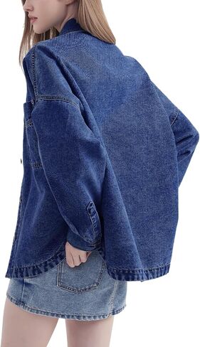 Womens Denim Jacket Wash Jean Jacket Coats With Pockets in Saudi Arabia